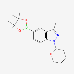 molecular formula C19H27BN2O3 B13017691 3-methyl-1-(tetrahydro-2H-pyran-2-yl)-5-(4,4,5,5-tetramethyl-1,3,2-dioxaborolan-2-yl)-1H-indazole 