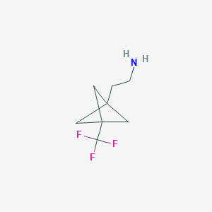 molecular formula C8H12F3N B13017808 2-[3-(Trifluoromethyl)bicyclo[1.1.1]pentan-1-yl]ethan-1-amine 