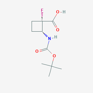 molecular formula C10H16FNO4 B13017829 trans-2-((tert-Butoxycarbonyl)amino)-1-fluorocyclobutane-1-carboxylicacid 