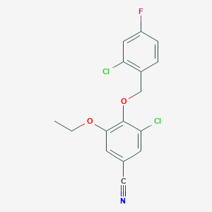 molecular formula C16H12Cl2FNO2 B13017842 3-Chloro-4-((2-chloro-4-fluorobenzyl)oxy)-5-ethoxybenzonitrile 