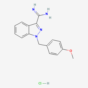 molecular formula C16H17ClN4O B13017858 1-(4-Methoxybenzyl)-1H-indazole-3-carboximidamide hydrochloride 