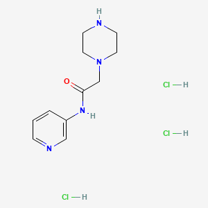 molecular formula C11H19Cl3N4O B1301786 2-(piperazin-1-yl)-N-(pyridin-3-yl)acetamide trihydrochloride CAS No. 808764-17-2