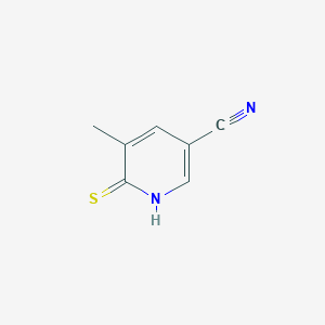 molecular formula C7H6N2S B13018101 6-Mercapto-5-methylnicotinonitrile 