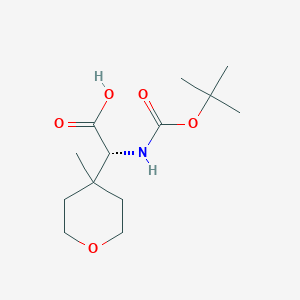 molecular formula C13H23NO5 B13018125 (2R)-2-(4-methyloxan-4-yl)-2-[(2-methylpropan-2-yl)oxycarbonylamino]acetic acid 