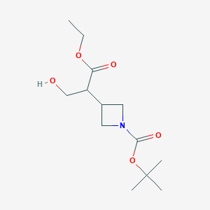 molecular formula C13H23NO5 B13018132 Tert-butyl3-(1-ethoxy-3-hydroxy-1-oxopropan-2-yl)azetidine-1-carboxylate 