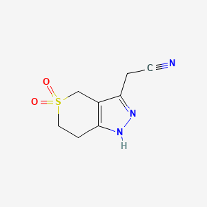 molecular formula C8H9N3O2S B13018138 2-(5,5-Dioxido-1,4,6,7-tetrahydrothiopyrano[4,3-c]pyrazol-3-yl)acetonitrile 