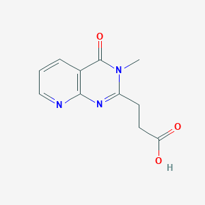 molecular formula C11H11N3O3 B13018170 3-(3-Methyl-4-oxo-3,4-dihydropyrido[2,3-d]pyrimidin-2-yl)propanoic acid 