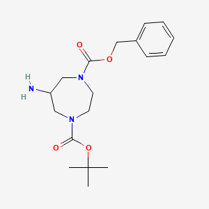 molecular formula C18H27N3O4 B13018173 1-Benzyl 4-(tert-butyl) 6-amino-1,4-diazepane-1,4-dicarboxylate 