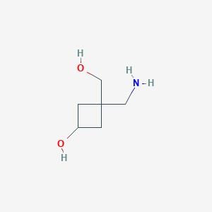 molecular formula C6H13NO2 B13018273 3-(Aminomethyl)-3-(hydroxymethyl)cyclobutan-1-ol 