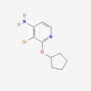molecular formula C10H13BrN2O B13018315 3-Bromo-2-(cyclopentyloxy)pyridin-4-amine 