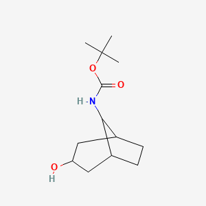 molecular formula C13H23NO3 B13018347 tert-butyl N-{3-hydroxybicyclo[3.2.1]octan-8-yl}carbamate CAS No. 1638760-93-6