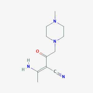 molecular formula C11H18N4O B13018492 3-Amino-2-[2-(4-methyl-piperazin-1-yl)-acetyl]-but-2-enenitrile 