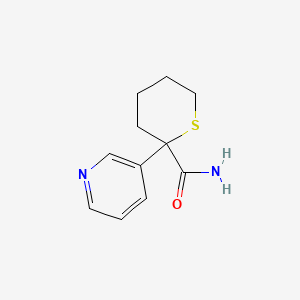 molecular formula C11H14N2OS B13018508 2-(Pyridin-3-yl)tetrahydro-2H-thiopyran-2-carboxamide 