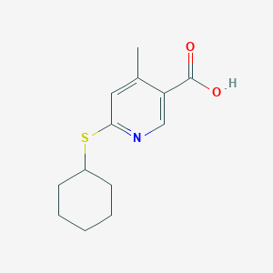 molecular formula C13H17NO2S B13018520 6-(Cyclohexylthio)-4-methylnicotinic acid 