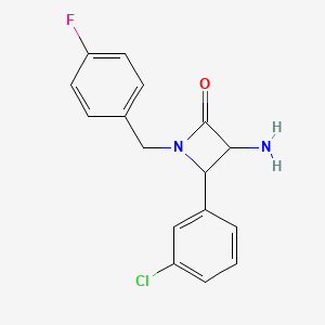 molecular formula C16H14ClFN2O B13018530 3-Amino-4-(3-chlorophenyl)-1-(4-fluorobenzyl)azetidin-2-one 
