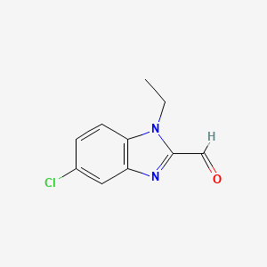 molecular formula C10H9ClN2O B13018621 5-Chloro-1-ethyl-1H-benzo[d]imidazole-2-carbaldehyde 
