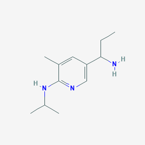molecular formula C12H21N3 B13018648 5-(1-Aminopropyl)-N-isopropyl-3-methylpyridin-2-amine 
