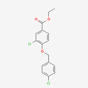 molecular formula C16H14Cl2O3 B13018720 Ethyl 3-chloro-4-((4-chlorobenzyl)oxy)benzoate 
