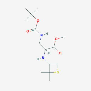 molecular formula C14H26N2O4S B13018741 Methyl 3-((tert-butoxycarbonyl)amino)-2-((2,2-dimethylthietan-3-yl)amino)propanoate 