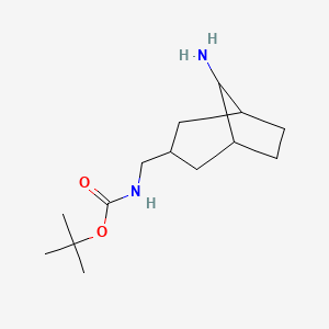 molecular formula C14H26N2O2 B13018763 tert-butyl N-({8-aminobicyclo[3.2.1]octan-3-yl}methyl)carbamate 
