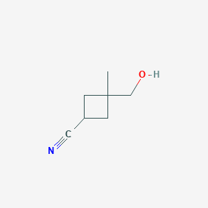 molecular formula C7H11NO B13018814 3-(Hydroxymethyl)-3-methylcyclobutane-1-carbonitrile 