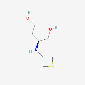 molecular formula C7H15NO2S B13018817 (S)-2-(Thietan-3-ylamino)butane-1,4-diol 