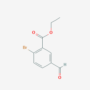 molecular formula C10H9BrO3 B13018868 Ethyl 2-bromo-5-formylbenzoate 
