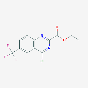 molecular formula C12H8ClF3N2O2 B13019096 Ethyl 4-chloro-6-(trifluoromethyl)quinazoline-2-carboxylate 