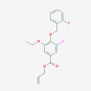 molecular formula C19H18FIO4 B13019171 Allyl 3-ethoxy-4-((2-fluorobenzyl)oxy)-5-iodobenzoate 