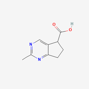 molecular formula C9H10N2O2 B13019299 2-Methyl-6,7-dihydro-5H-cyclopenta[d]pyrimidine-5-carboxylic acid 