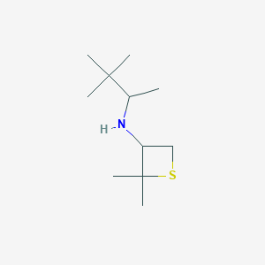 molecular formula C11H23NS B13019409 N-(3,3-Dimethylbutan-2-yl)-2,2-dimethylthietan-3-amine 