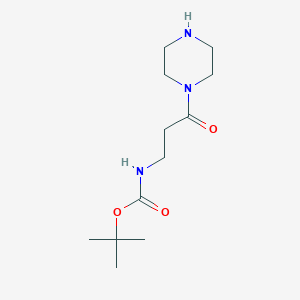 molecular formula C12H23N3O3 B13019479 tert-butyl N-[3-oxo-3-(piperazin-1-yl)propyl]carbamate 