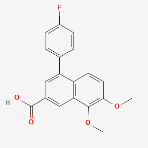 molecular formula C19H15FO4 B13019510 4-(4-Fluorophenyl)-7,8-dimethoxy-2-naphthoic acid 