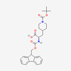 molecular formula C28H34N2O6 B1301968 (S)-2-((((9H-Fluoren-9-yl)methoxy)carbonyl)amino)-3-(1-(tert-butoxycarbonyl)piperidin-4-yl)propanoic acid CAS No. 204058-25-3