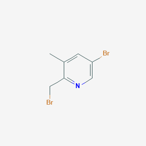 molecular formula C7H7Br2N B13019754 5-Bromo-2-(bromomethyl)-3-methylpyridine 