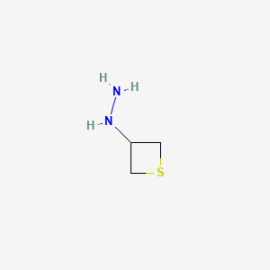 molecular formula C3H8N2S B13019847 Thietan-3-ylhydrazine 