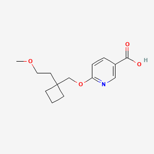molecular formula C14H19NO4 B13019866 6-((1-(2-Methoxyethyl)cyclobutyl)methoxy)nicotinic acid 