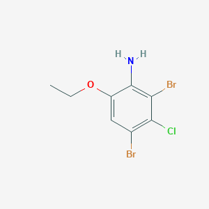 molecular formula C8H8Br2ClNO B13019905 2,4-Dibromo-3-chloro-6-ethoxyaniline 