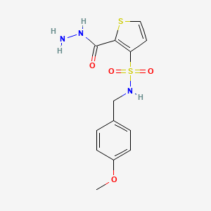 molecular formula C13H15N3O4S2 B13019981 2-(Hydrazinecarbonyl)-N-(4-methoxybenzyl)thiophene-3-sulfonamide 