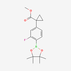molecular formula C17H22BFO4 B13020034 Methyl 1-(3-fluoro-4-(4,4,5,5-tetramethyl-1,3,2-dioxaborolan-2-yl)phenyl)cyclopropanecarboxylate CAS No. 1620318-28-6