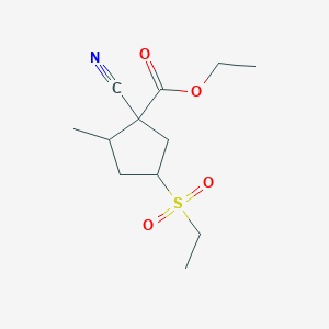 molecular formula C12H19NO4S B13020076 Ethyl 1-cyano-4-(ethylsulfonyl)-2-methylcyclopentanecarboxylate 