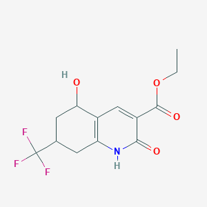 molecular formula C13H14F3NO4 B13020264 Ethyl 5-hydroxy-2-oxo-7-(trifluoromethyl)-1,2,5,6,7,8-hexahydroquinoline-3-carboxylate 