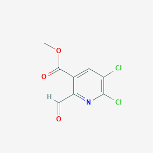 molecular formula C8H5Cl2NO3 B13020278 Methyl 5,6-dichloro-2-formylnicotinate CAS No. 1708079-65-5