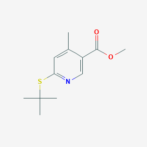 molecular formula C12H17NO2S B13020311 Methyl 6-(tert-butylthio)-4-methylnicotinate 
