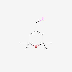 molecular formula C10H19IO B13020343 4-(Iodomethyl)-2,2,6,6-tetramethyloxane 