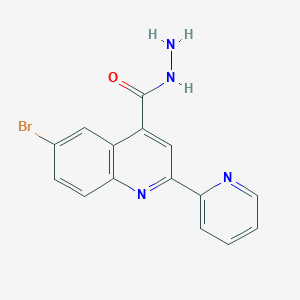 molecular formula C15H11BrN4O B13020356 6-Bromo-2-(pyridin-2-yl)quinoline-4-carbohydrazide 
