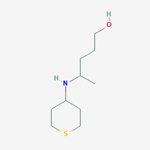 molecular formula C10H21NOS B13020392 4-((Tetrahydro-2H-thiopyran-4-yl)amino)pentan-1-ol 