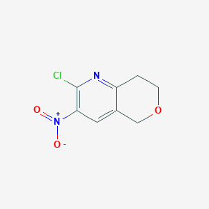 molecular formula C8H7ClN2O3 B13020473 2-Chloro-3-nitro-7,8-dihydro-5H-pyrano[4,3-B]pyridine 