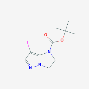 molecular formula C11H16IN3O2 B13020575 Tert-butyl 7-iodo-6-methyl-2,3-dihydroimidazo[1,2-b]pyrazole-1-carboxylate 