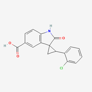 molecular formula C17H12ClNO3 B13020592 2-(2-Chlorophenyl)-2'-oxospiro[cyclopropane-1,3'-indoline]-5'-carboxylic acid 